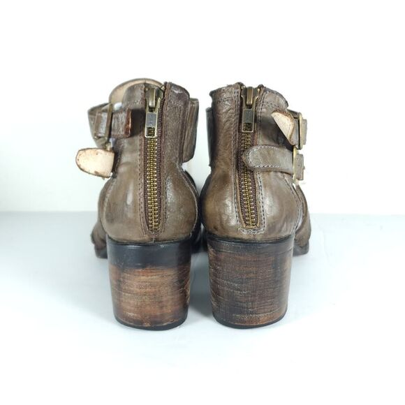 FREEBIRD BY STEVEN Women's US 9M Brown Leather Distressed Cut Out Booties Boots - Picture 9 of 16